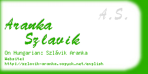 aranka szlavik business card